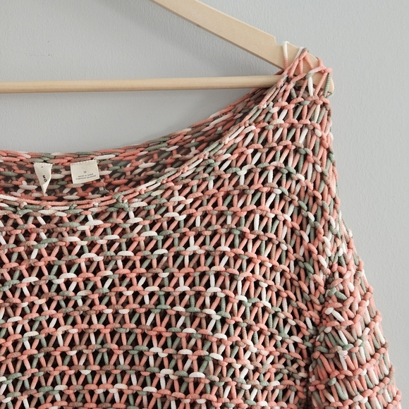 Anthropologie Moth Salina Open Knit Crochet Top Medium Beachy Bohemian - Picture 5 of 12